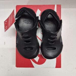 Nike Sunray Protect 3 TD Kids Black White Slip-On Sandal 7C DH9465-001 Cut-Outs